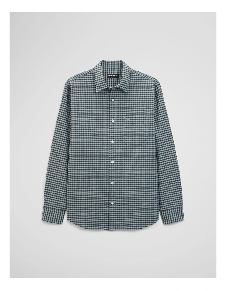 Regular Fit Cotton Gingham Shirt in Green Multi image 2