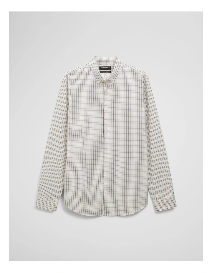 Regular Fit Cotton Grid Shirt in White Multi image 2
