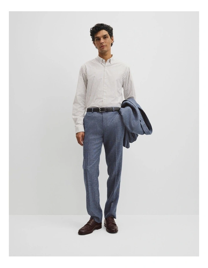 Regular Fit Cotton Grid Shirt in White Multi image 4