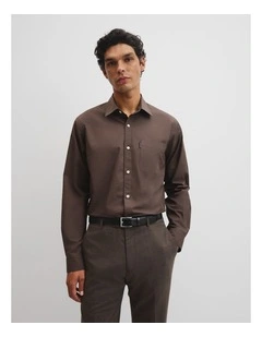 Long Sleeve Ac Poplin Shirt in Coffee