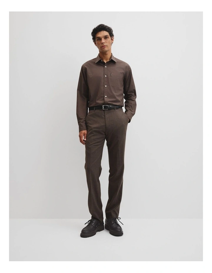 Long Sleeve Ac Poplin Shirt in Coffee image 2