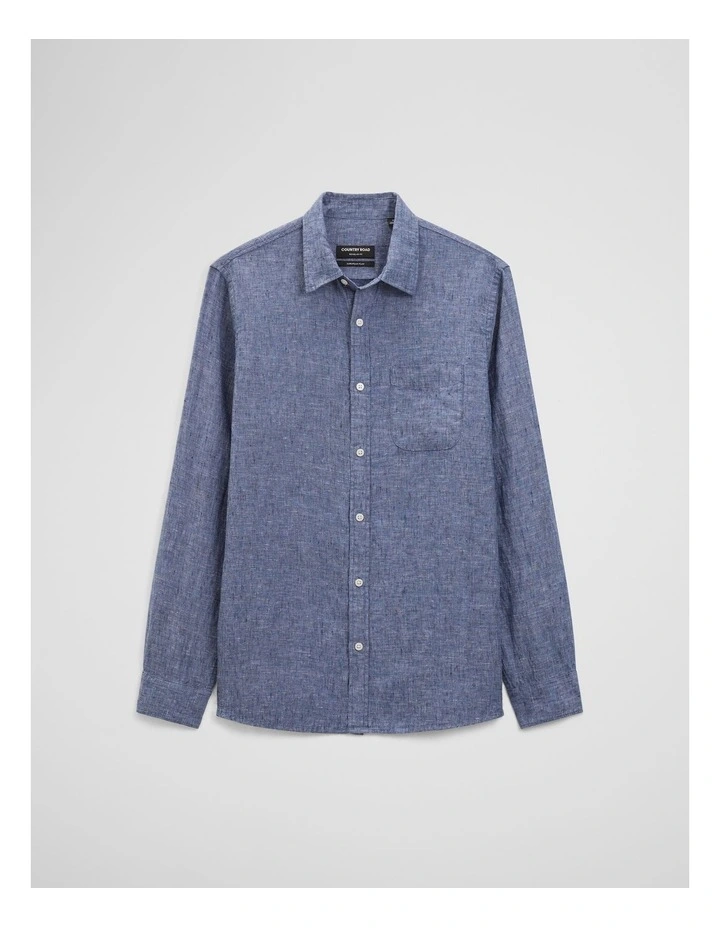 Regular Fit Linen Shirt in Midnight image 2