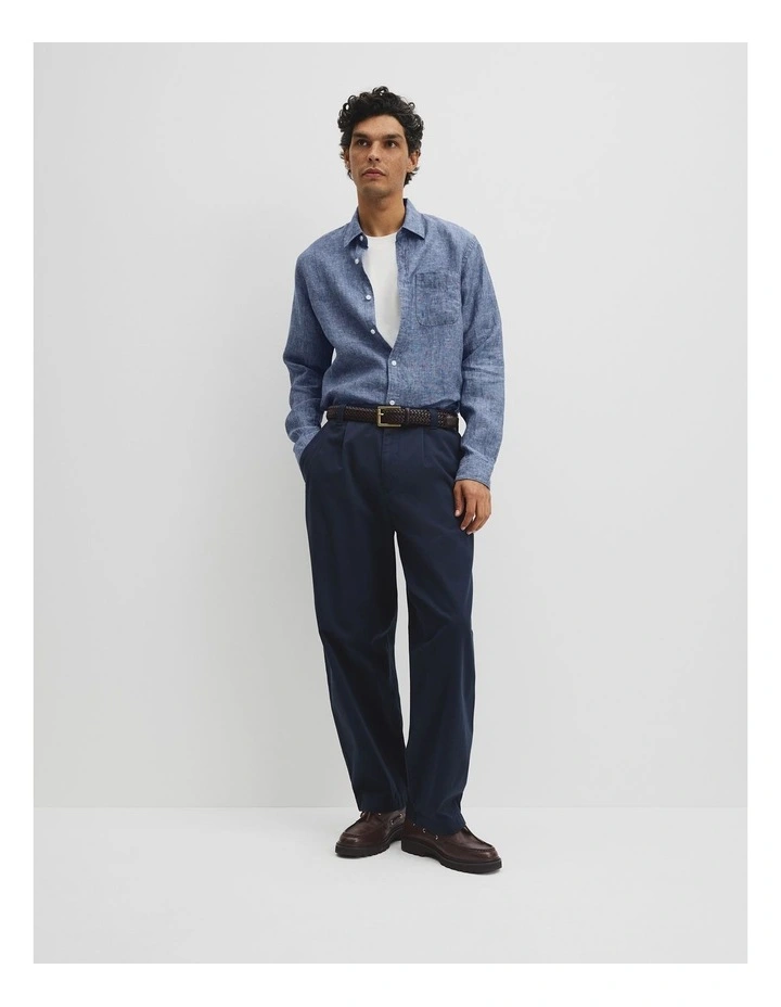 Regular Fit Linen Shirt in Midnight image 4
