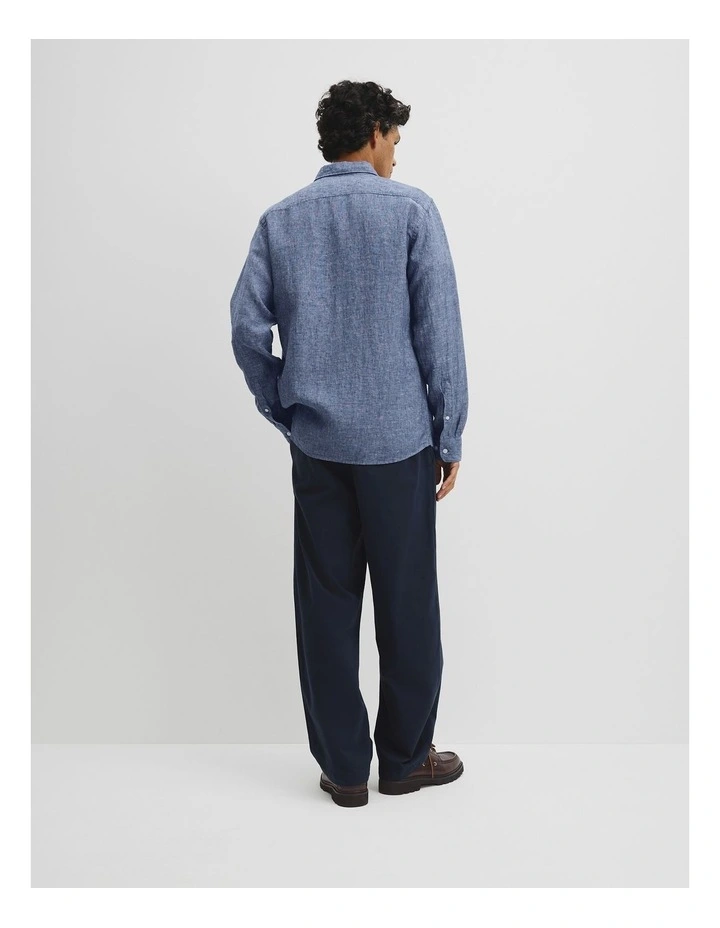 Regular Fit Linen Shirt in Midnight image 5