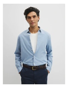 Slim Fit Chambray Shirt in Light Wash