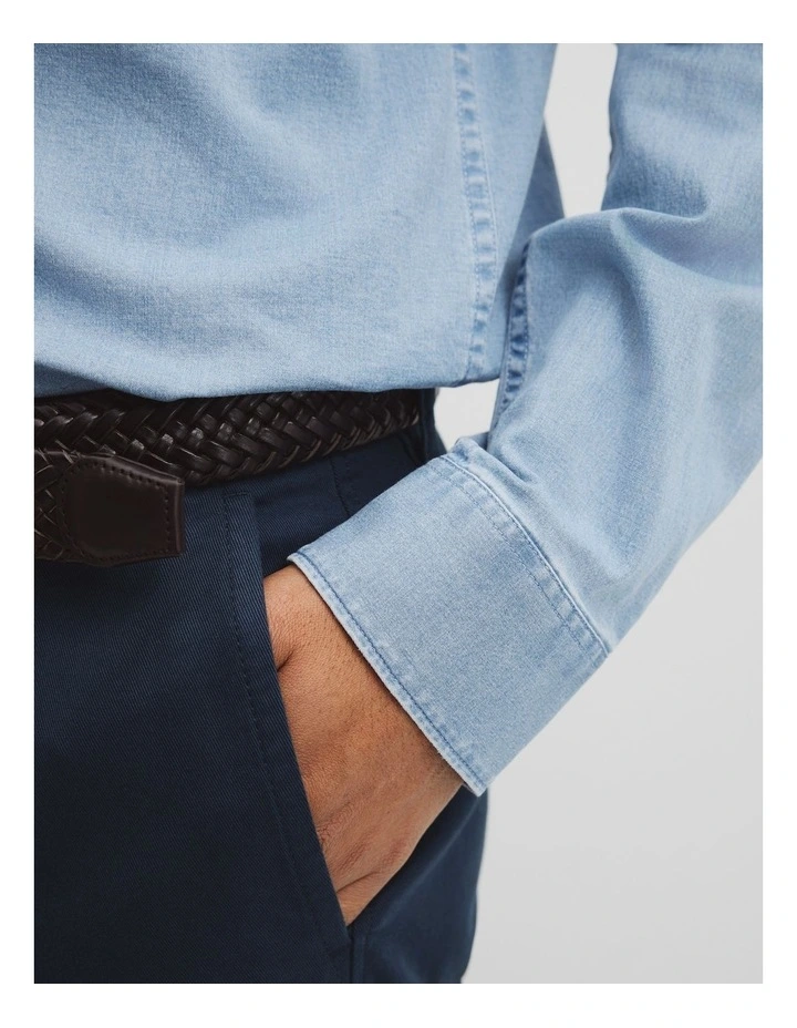 Slim Fit Chambray Shirt in Light Wash image 3