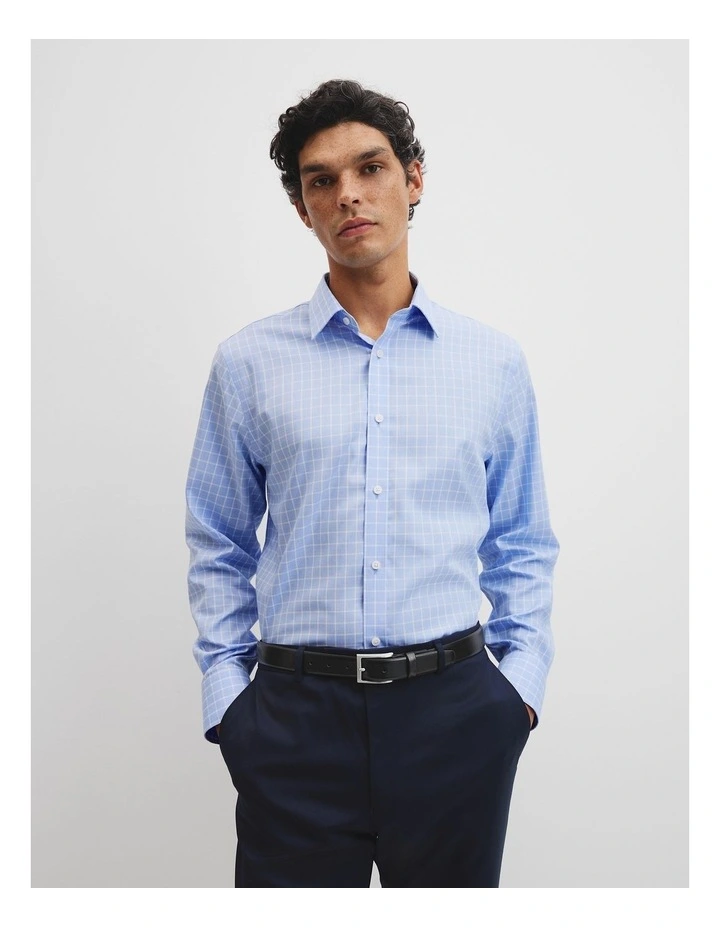 Long Sleeve Reg Check Trvl Shirt in Light Blue Multi image 1