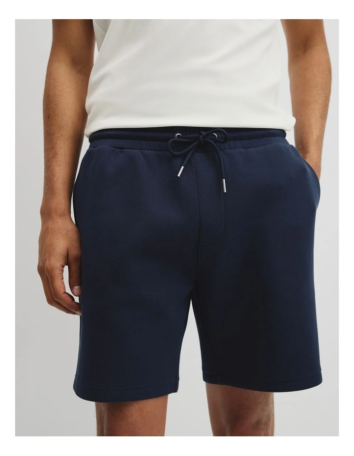 Textured Drawstring Short in Navy image 3