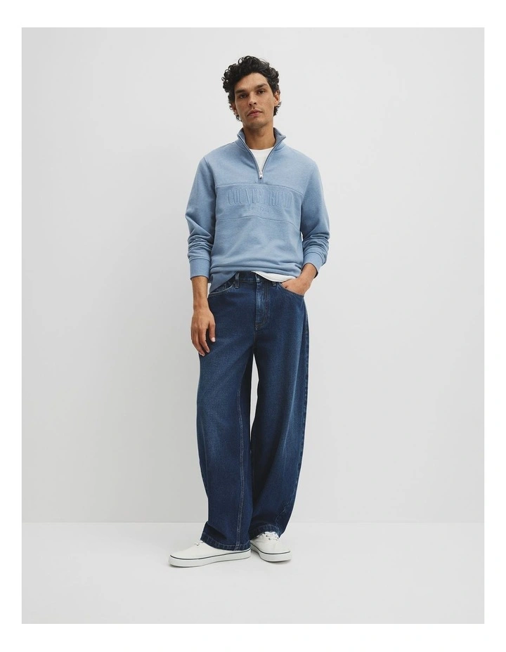 Australian Cotton Half Zip Heritage Sweat in Steel Marle image 4