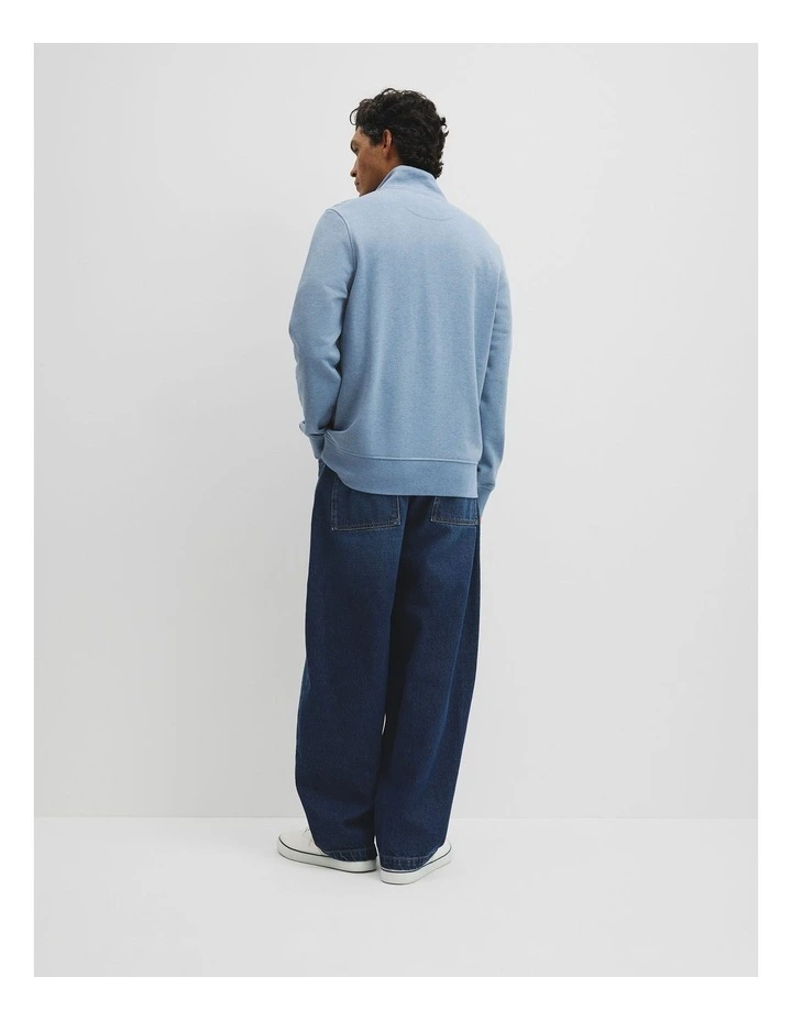 Australian Cotton Half Zip Heritage Sweat in Steel Marle image 5