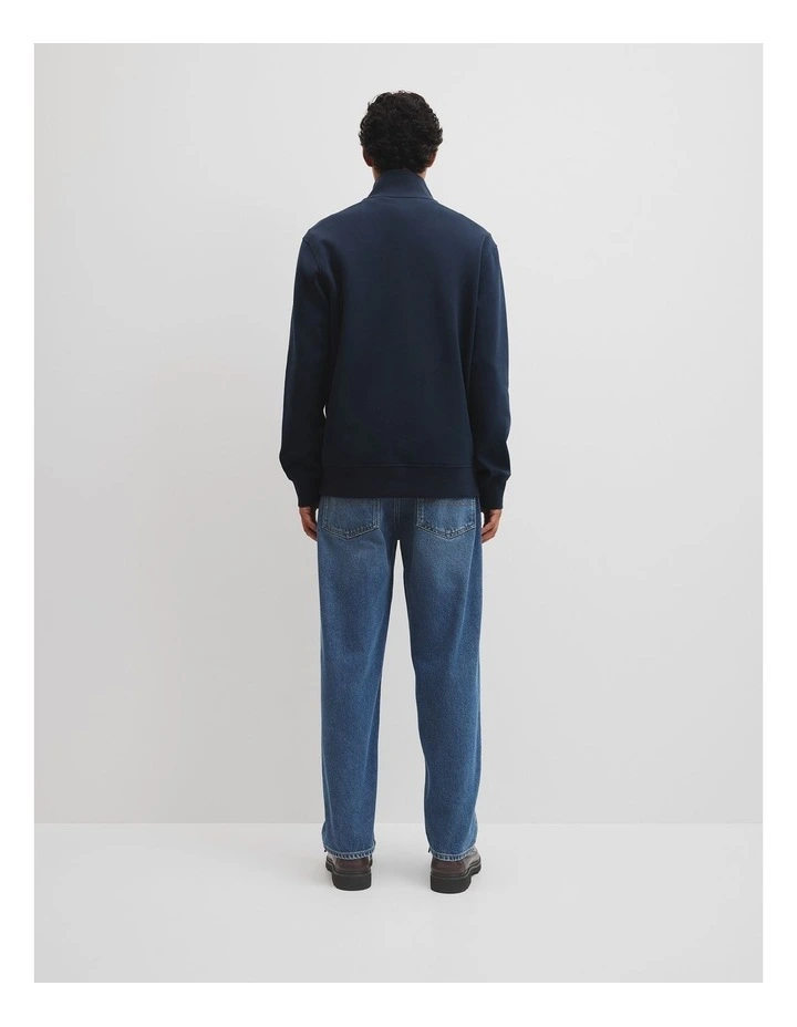 1/2 Zip Texture Sweat in Navy image 4