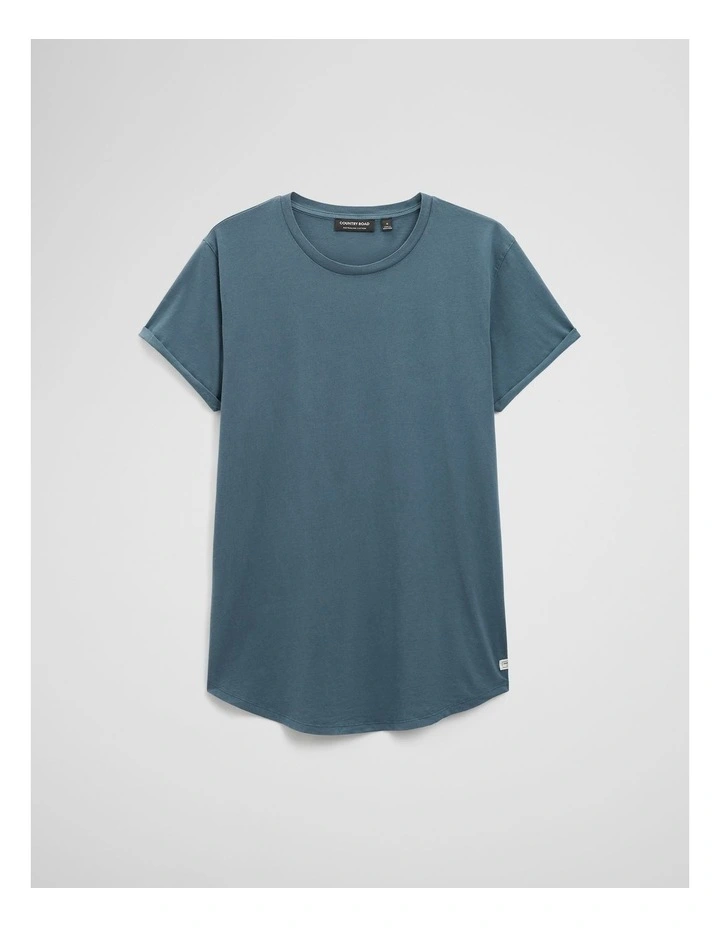 Australian Cotton Longline Garment Dye T-shirt in Steel image 2