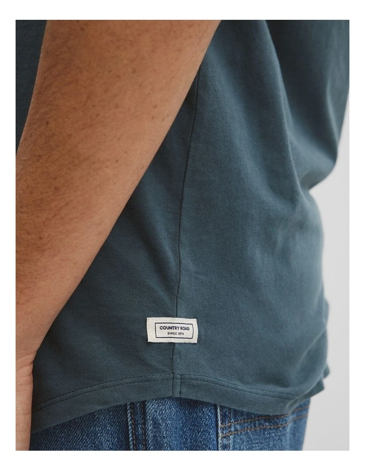 Australian Cotton Longline Garment Dye T-shirt in Steel image 3
