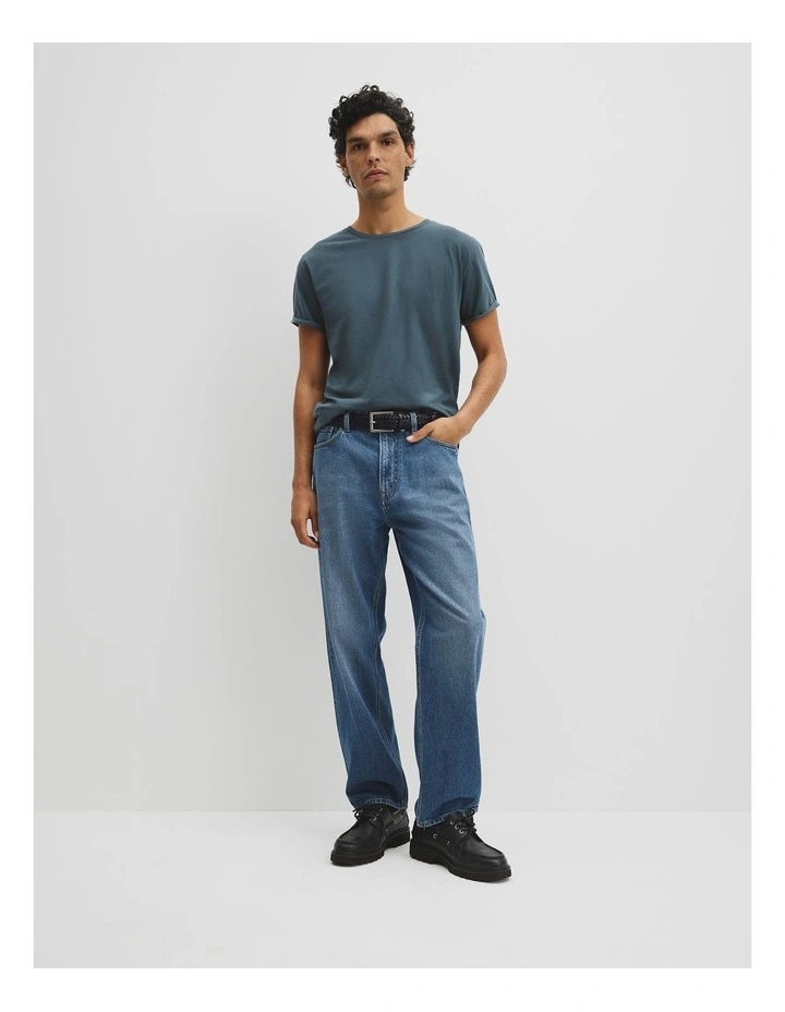 Australian Cotton Longline Garment Dye T-shirt in Steel image 4