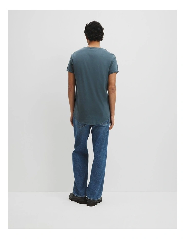 Australian Cotton Longline Garment Dye T-shirt in Steel image 5