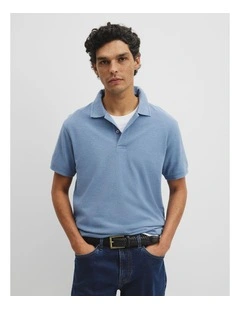 Australian Cotton Pique Polo in Steel Marle