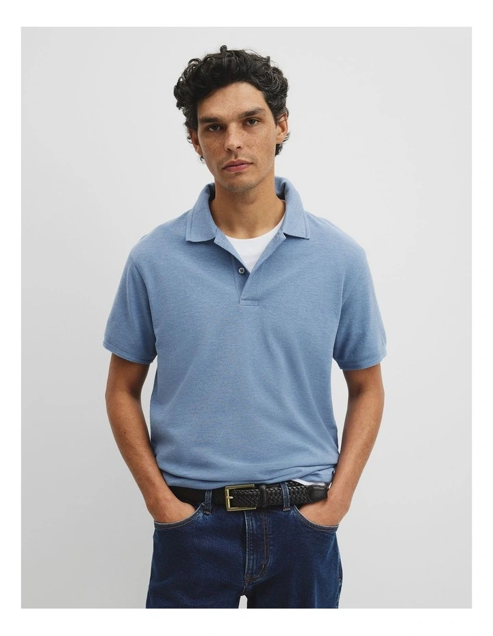 Australian Cotton Pique Polo in Steel Marle image 1