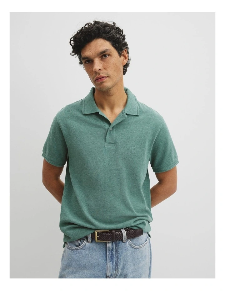 Australian Cotton Pique Polo in Green Marle image 1