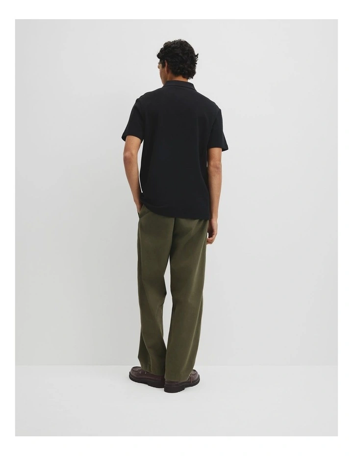 Short Sleeve Waffle Button Polo in Black image 5