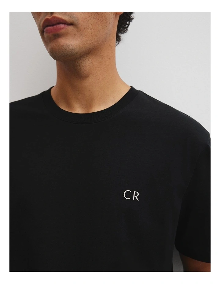 Short Sleeve Australian Cotton Country Road Modern Logo T-shirt in Black image 3