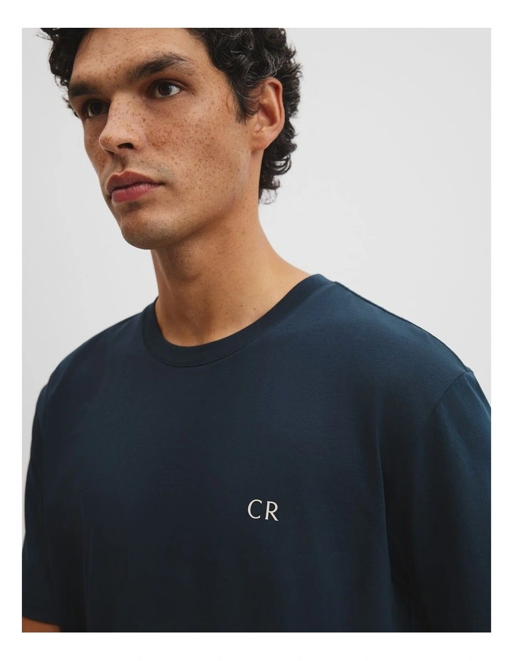 Short Sleeve Australian Cotton Country Road Modern Logo T-shirt in Navy image 3