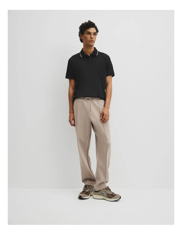 Athleisure Button Polo in Black image 4