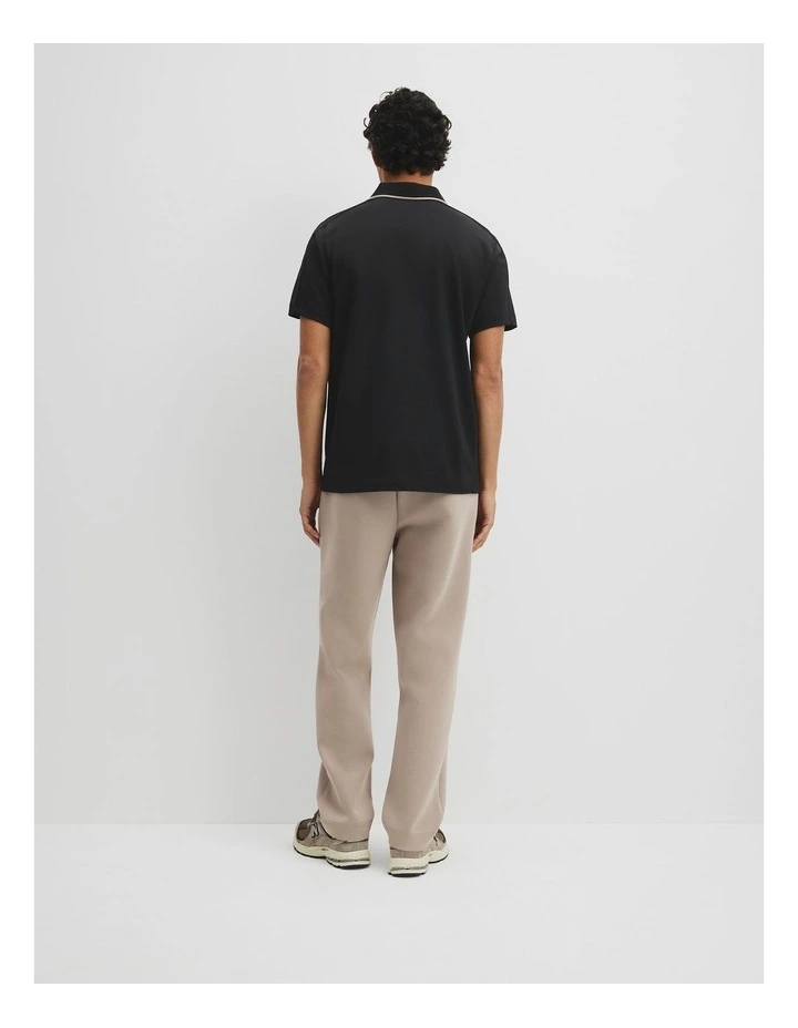 Athleisure Button Polo in Black image 5