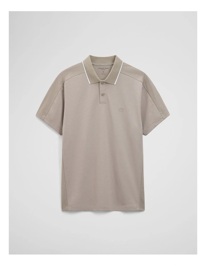 Athleisure Button Polo in Taupe image 2