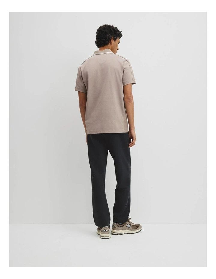 Athleisure Button Polo in Taupe image 5
