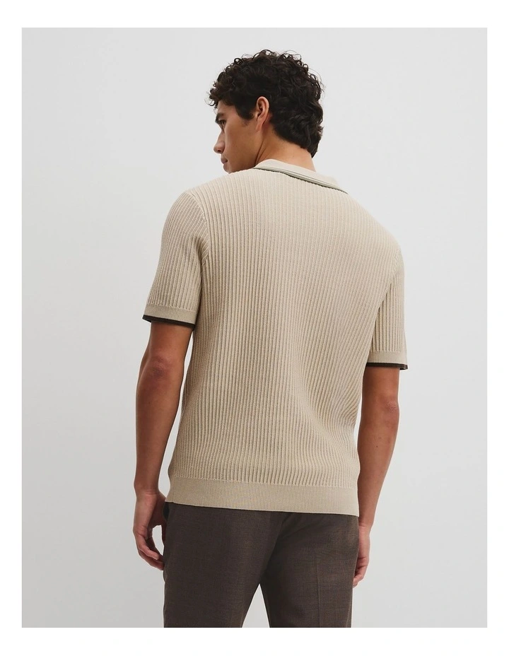 Australian Good Earth Cotton Tapered Trophy Polo in Stone image 5