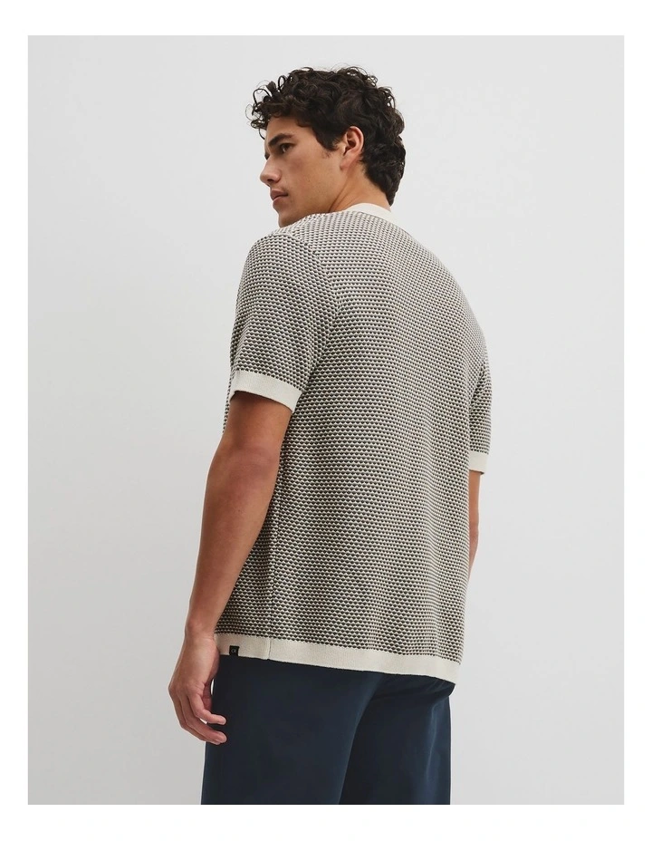 Australian Cotton Jacquard Knit Shirt in Navy Multi image 5