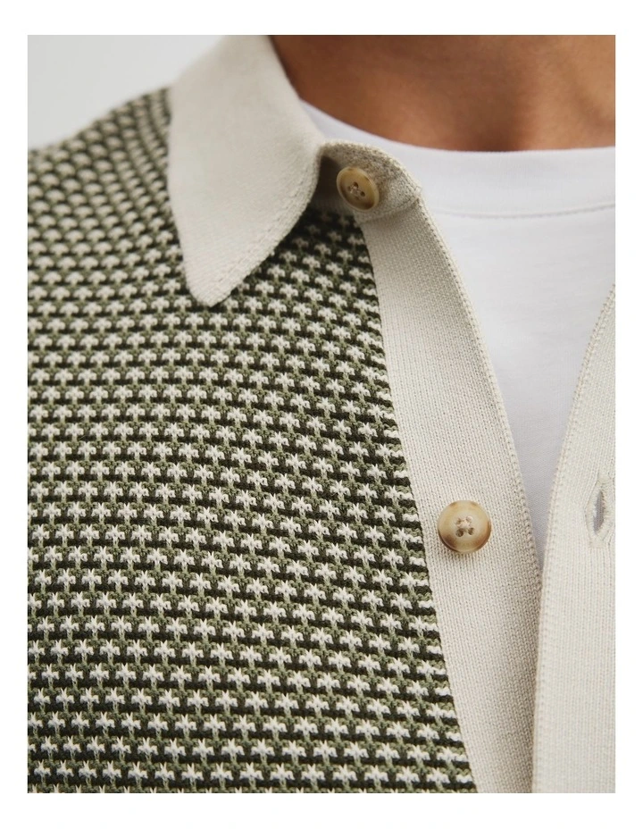 Australian Cotton Jacquard Knit Shirt in Green Multi image 3
