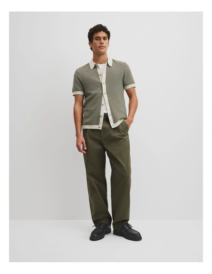 Australian Cotton Jacquard Knit Shirt in Green Multi image 4