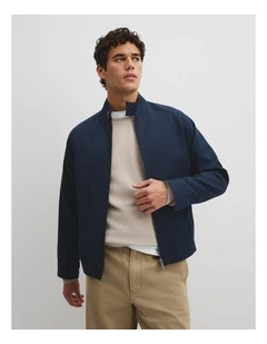 Lyocell Cut Out Blend Zip Jacket in Navy
