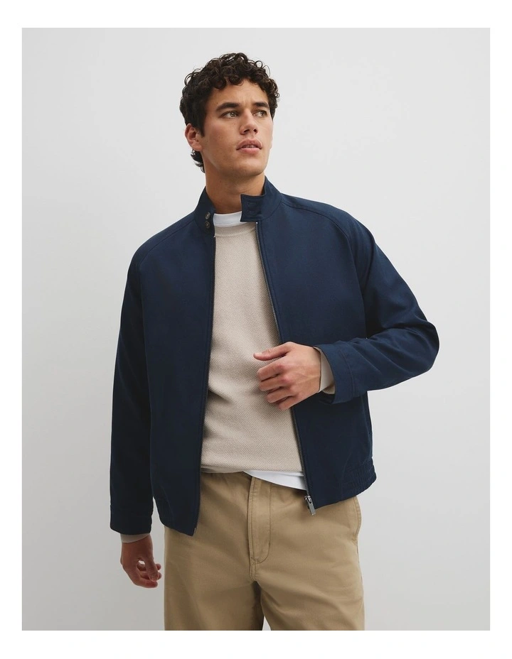 Lyocell Cut Out Blend Zip Jacket in Navy image 1