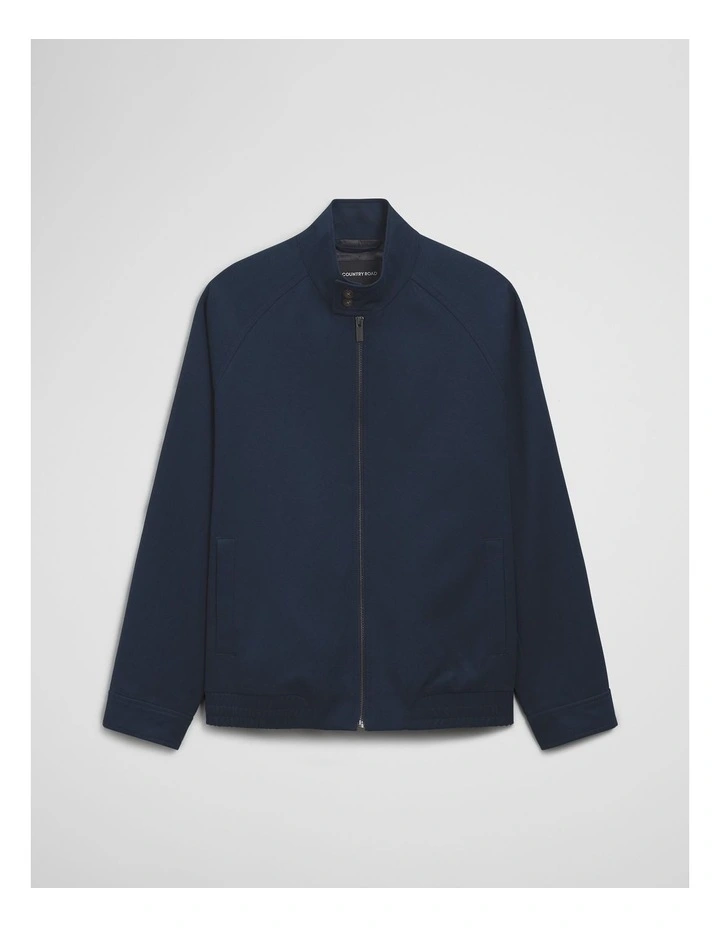 Lyocell Cut Out Blend Zip Jacket in Navy image 2