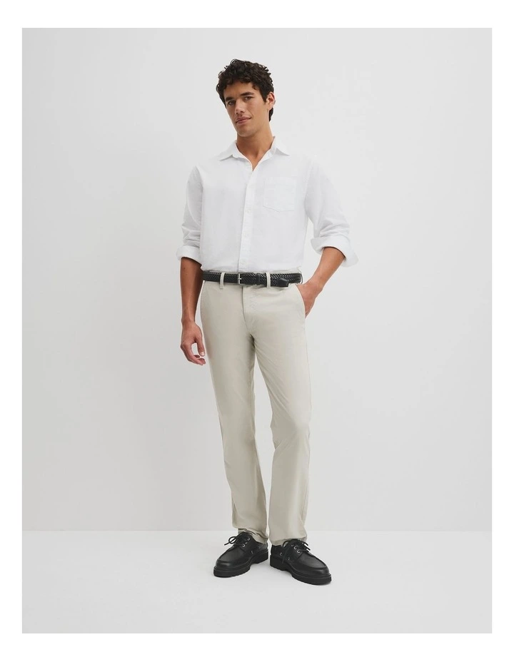Australian Cotton Standard Fit Stretch Chino in Pebble image 1