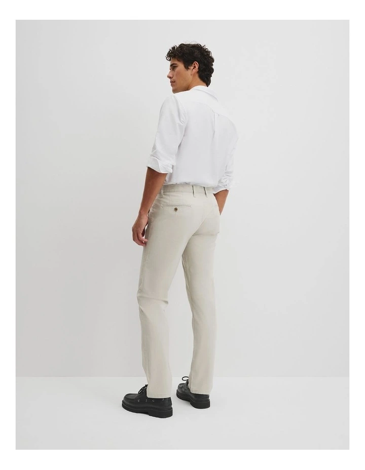 Australian Cotton Standard Fit Stretch Chino in Pebble image 5