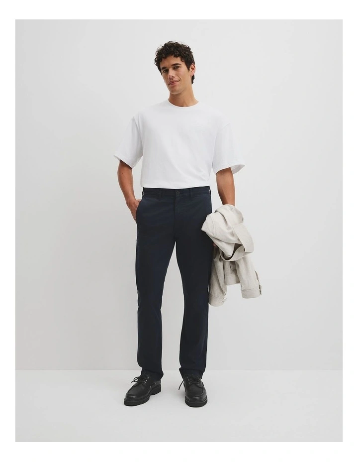 Australian Cotton Standard Fit Stretch Chino in True Navy image 1