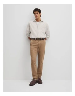 Australian Cotton Tapered Fit Stretch Chino in Tan