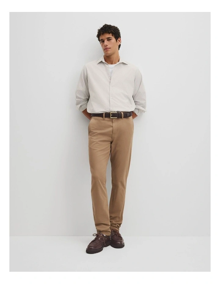 Australian Cotton Tapered Fit Stretch Chino in Tan image 1
