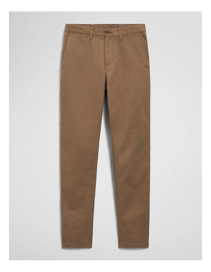Australian Cotton Tapered Fit Stretch Chino in Tan image 2
