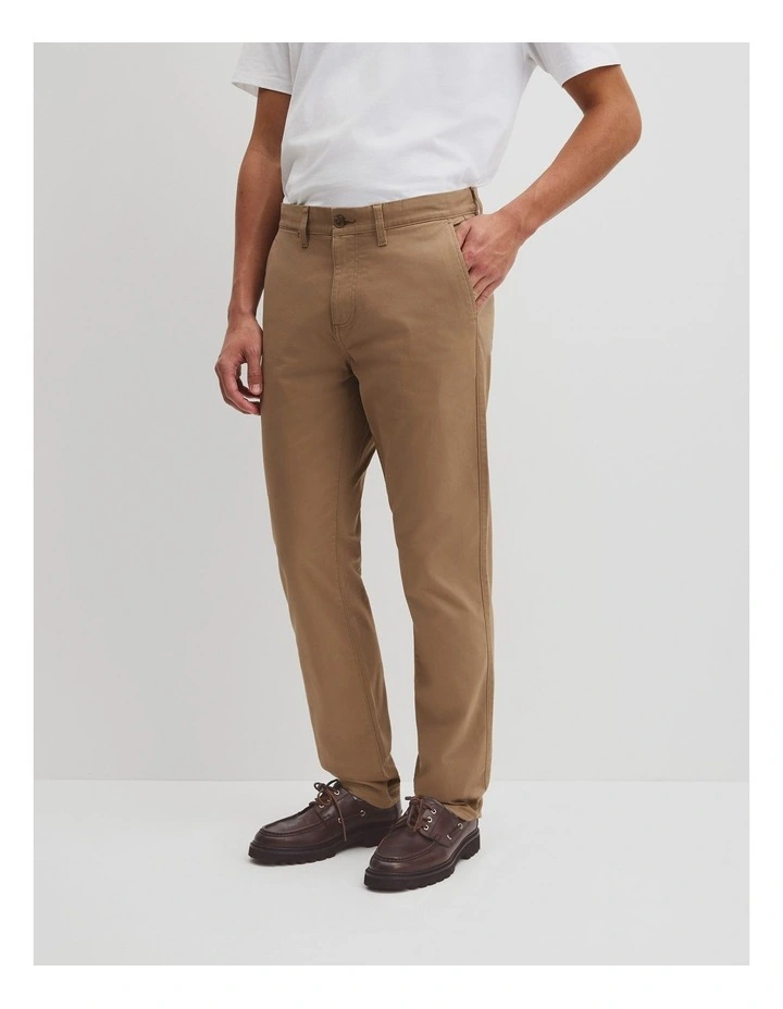 Australian Cotton Tapered Fit Stretch Chino in Tan image 4