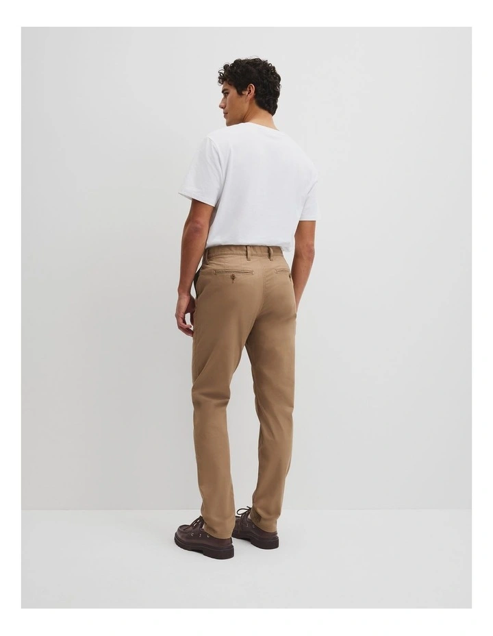Australian Cotton Tapered Fit Stretch Chino in Tan image 5