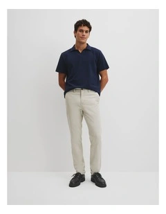 Australian Cotton Tapered Fit Stretch Chino in Pebble