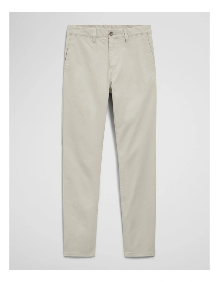 Australian Cotton Tapered Fit Stretch Chino in Pebble image 2
