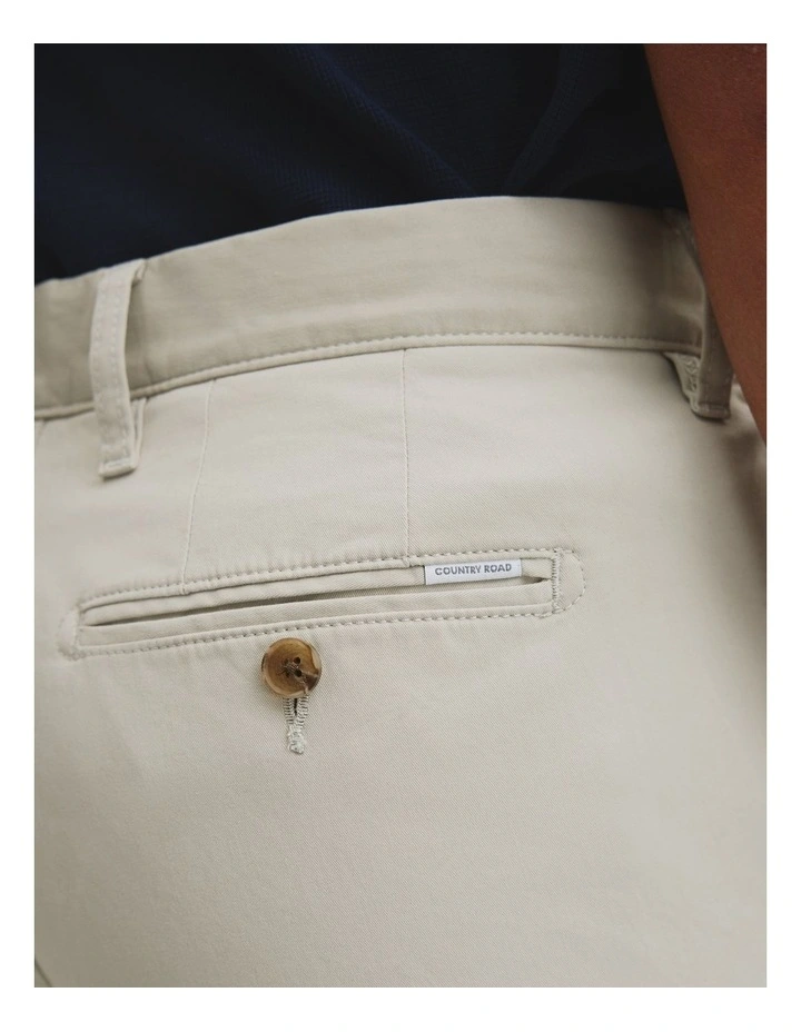 Australian Cotton Tapered Fit Stretch Chino in Pebble image 3