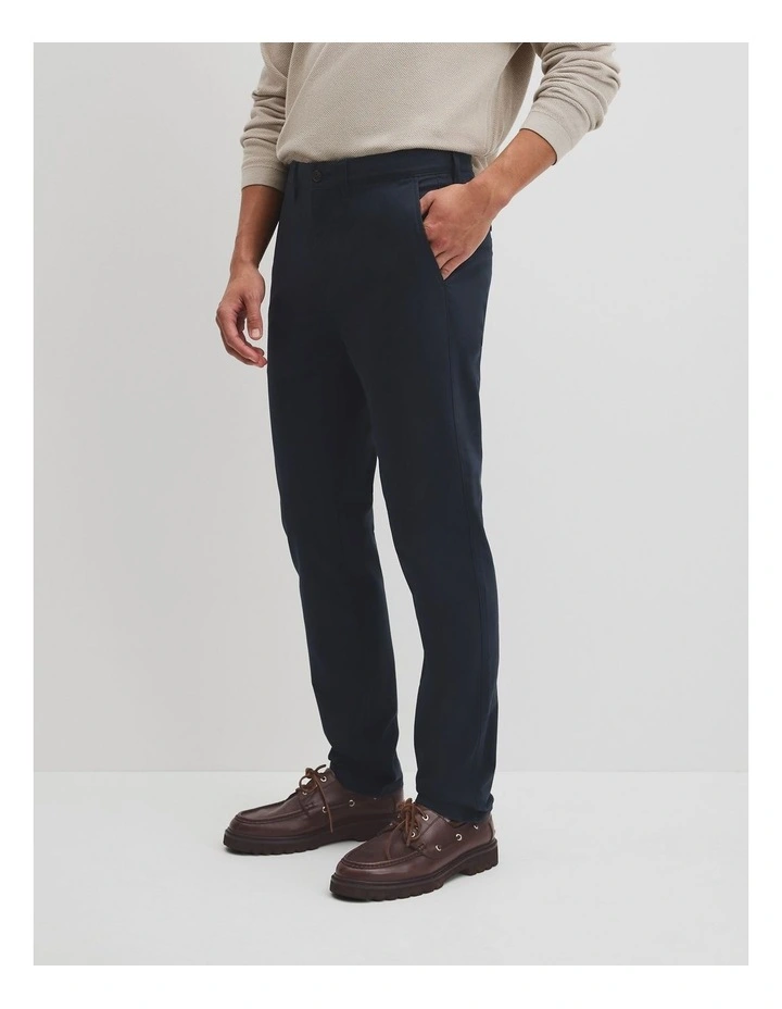 Australian Cotton Tapered Fit Stretch Chino in True Navy image 4