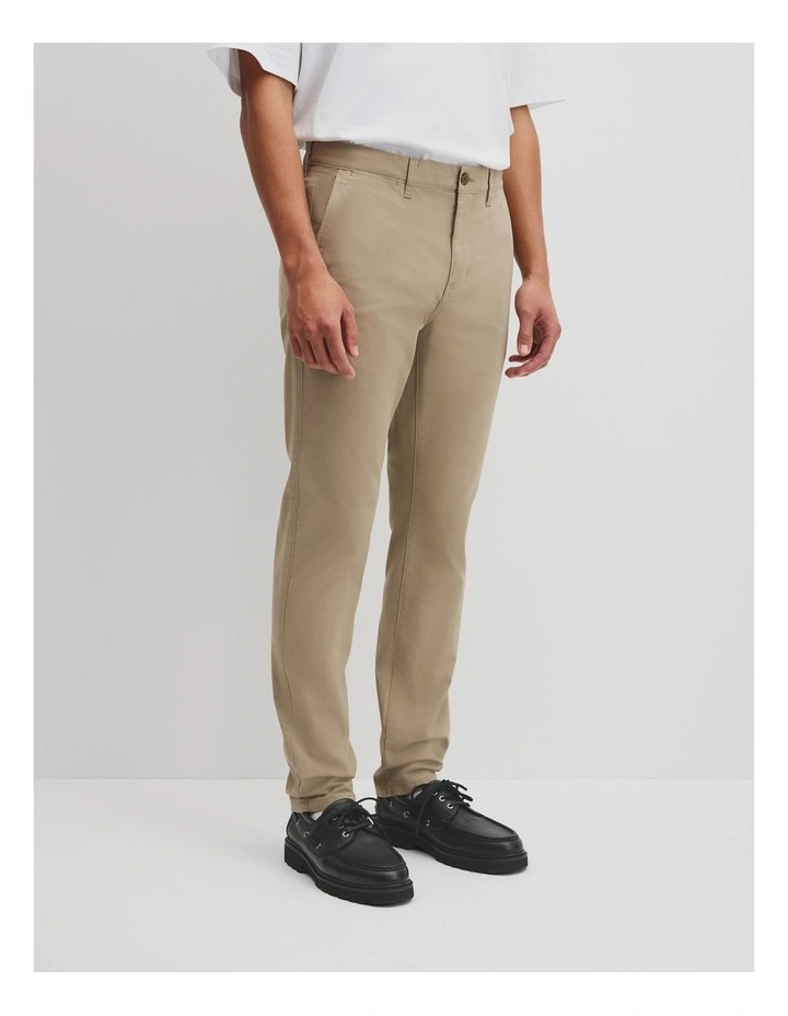Australian Cotton Tapered Fit Stretch Chino in Birch image 4