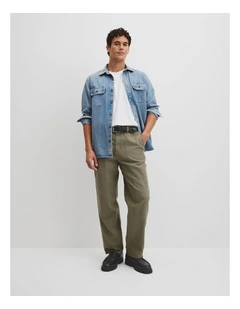 Workwear Garment Dyed Carpenter Pant in Khaki Green